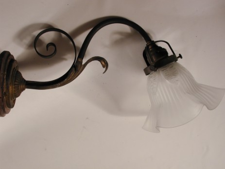 original art nouveau wall lamp organic flower brass 