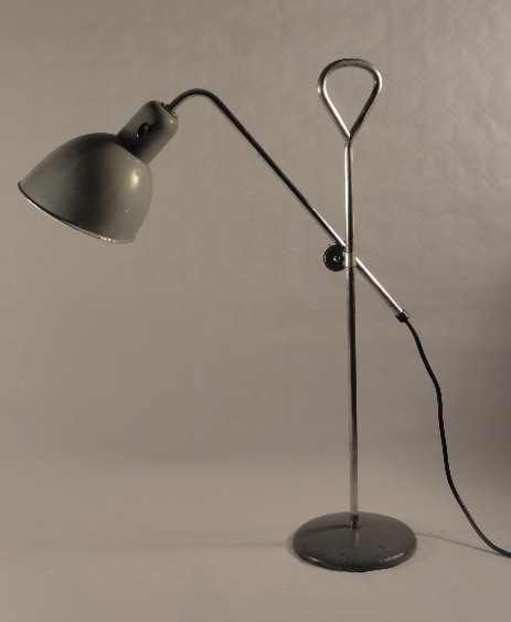 1930 Belmag Dell graue Arbeitsleuchte mit Drehgelenk 