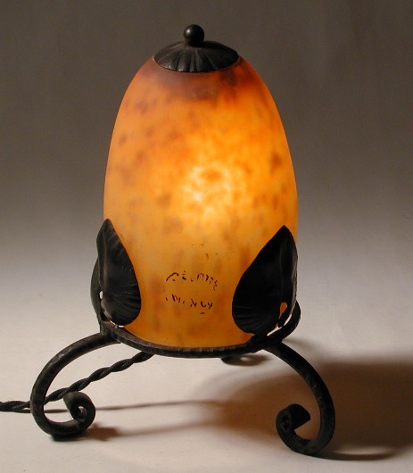 delatte nancy art niuveau veilleuse orange wrought iron floral 