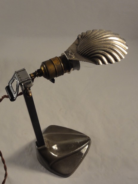 old art nouveau table lamp cobra sign shell shade emaille