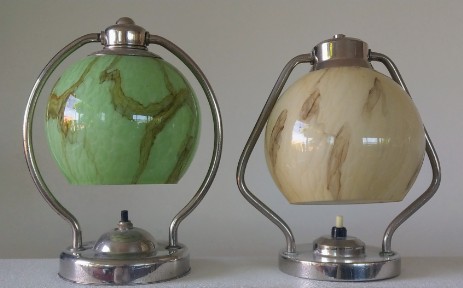 turnable bedsidelamp art deco original nickel glass