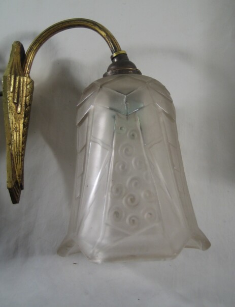 original art nouveau wall lamp flower glass 1910 brass