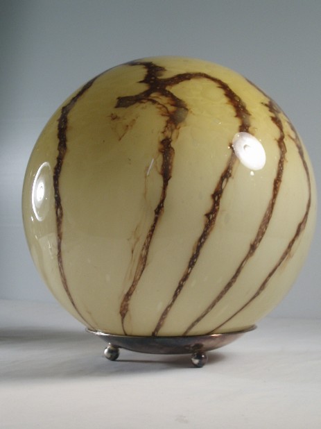 big floor lamp art deco glass globe nickel stand original 30's