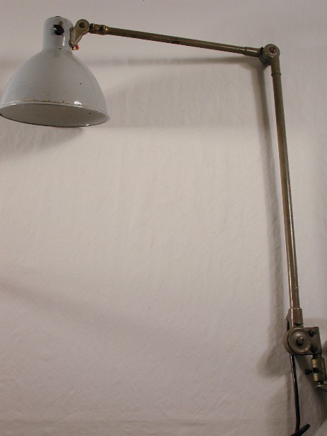 maschinenlampe swiss emaillierter kopf mit drehschalter 1930-1950