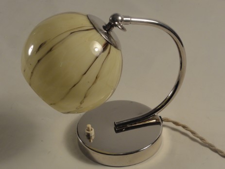typical art déco small table lamp chrome glass