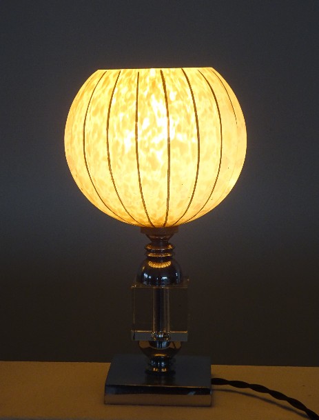 art déco tischleuchte silberstreif glas chrom 1930