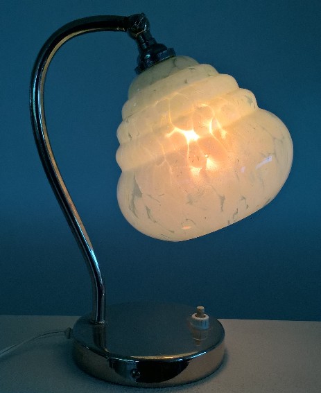 art déco chrome night light blue glas s1930