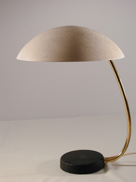 nice shaped 50's metal reading lamp brass white laquered