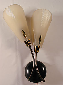 acrylic glass sconce 50's double on wood