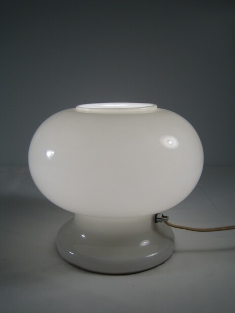 weisse glasleuchte aus den 60erjahren, murano italien