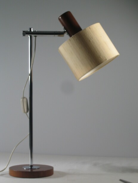 60erjahre pultleuchte mit textilschirm von temde