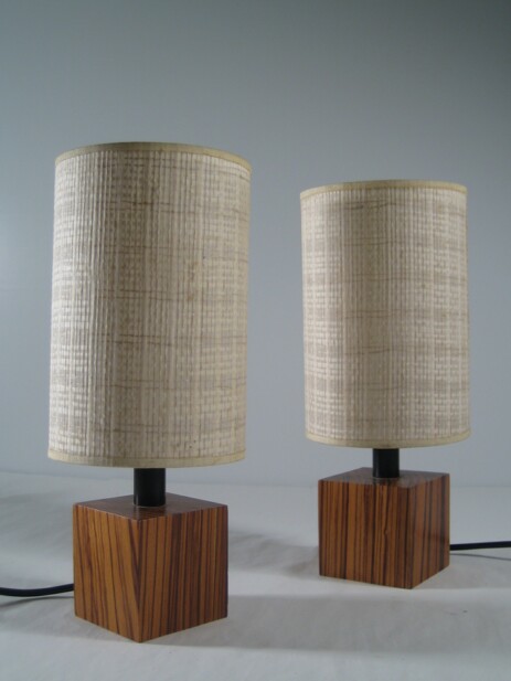 paar kleine zebrano sideboardleuchten frühe 60erjahre