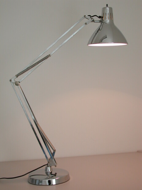 grosse luxo L-1 federleuchte in chrom um 1960 von naska loris