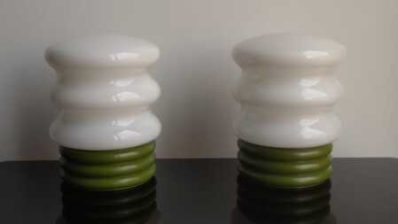 Paar geschweifte opalglas nachttischleuchten 1970 design