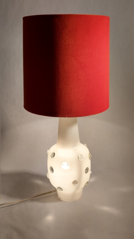 60erjahre Glasfuss Leuchte Textilschirm sixties