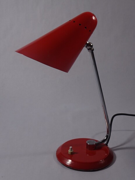 rote tütenleuchte sixties design gelenk 1960