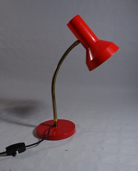 signalrote megal flexarm tischleuchte um 1960