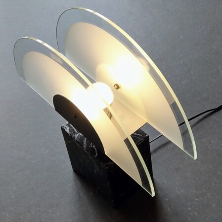 new society tischleuchte marmor geätztes glas art déco modernismus