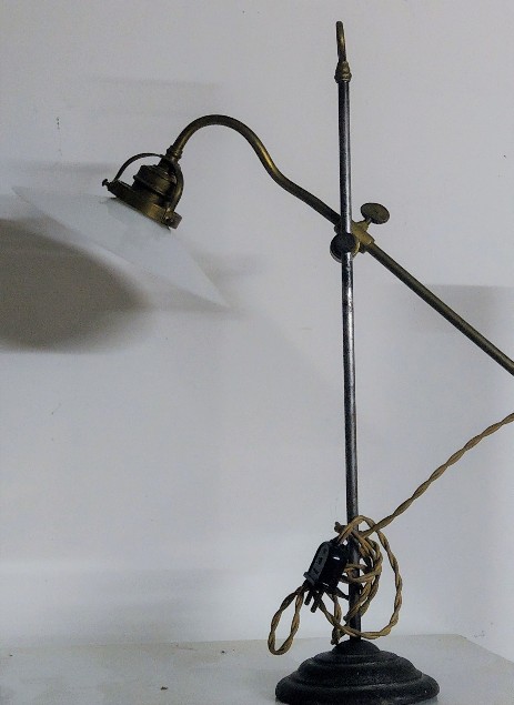 watchmakers lamp iron stand opal glass