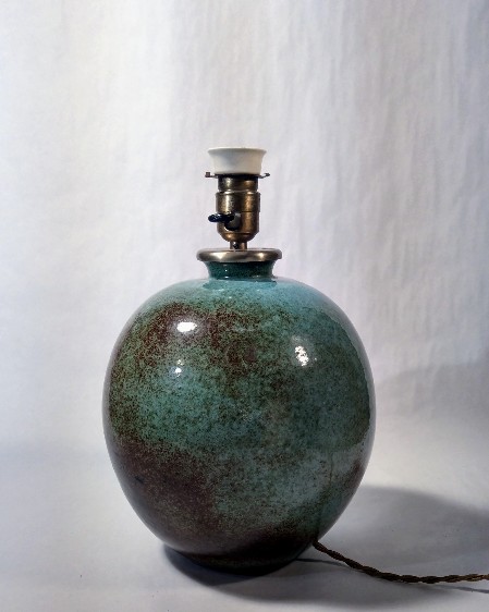 Swiss Design SIHL Keramik Bodenleuchte Seidenschirm 1920 