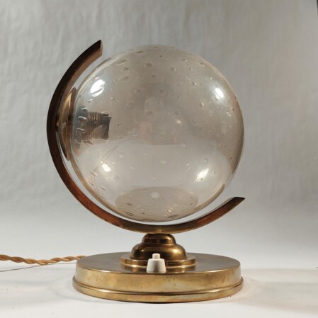 Art déco globe kugelleuchte Tischleuchte messing poliert um 1940