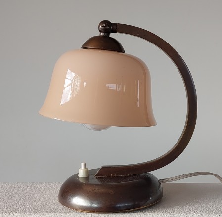 art déco 1930 nachttischlämpchen geometrisch glockenblume gebräunt 