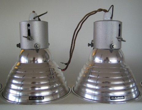 paar alumag deckenspots aus aluminium um 1940