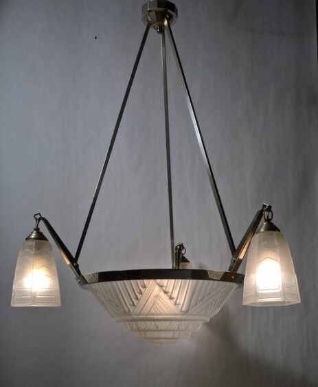 geometrischer art déco Lüster Pate de verre Frankreich um 1930