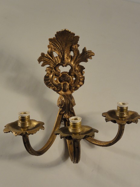 vergoldete Apllique mit drei armen um 1900