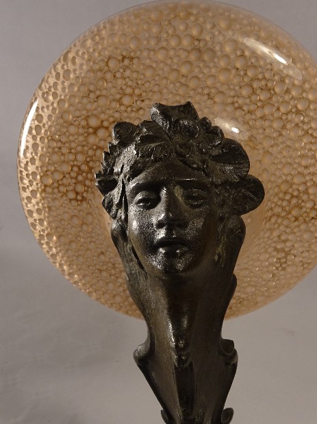 applique um 1900 bronze mit mädchenkopf allegorisch