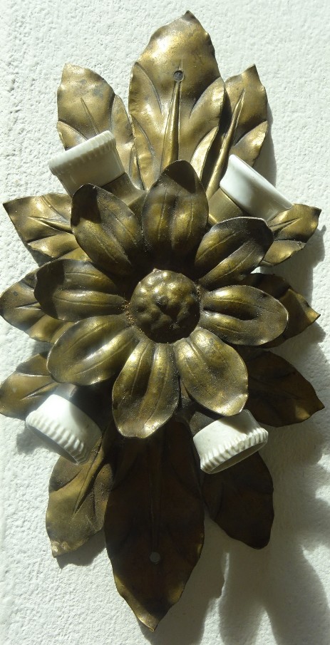 jugendstil applique 4strahlig messing mit blumen blättern 1900