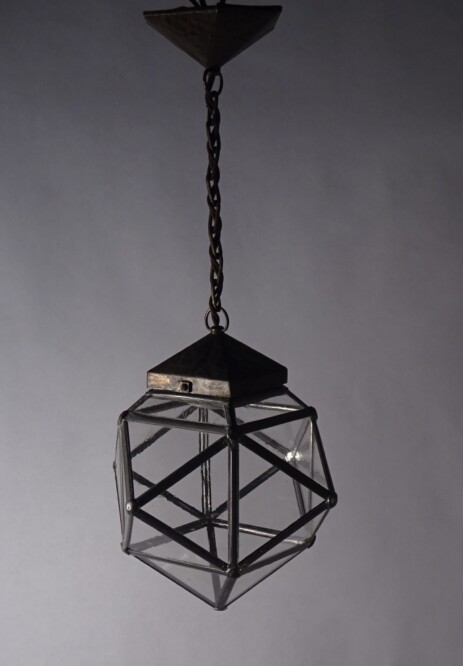 gehämmerte messing deckenleuchte tetraeder jugendstil 1900