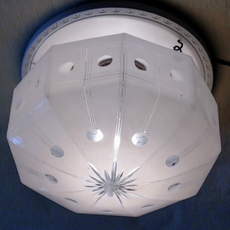 Secession Jugendstil Deckenleuchte weiss emailliert geschliffen Stil Kolomann Moser 1900