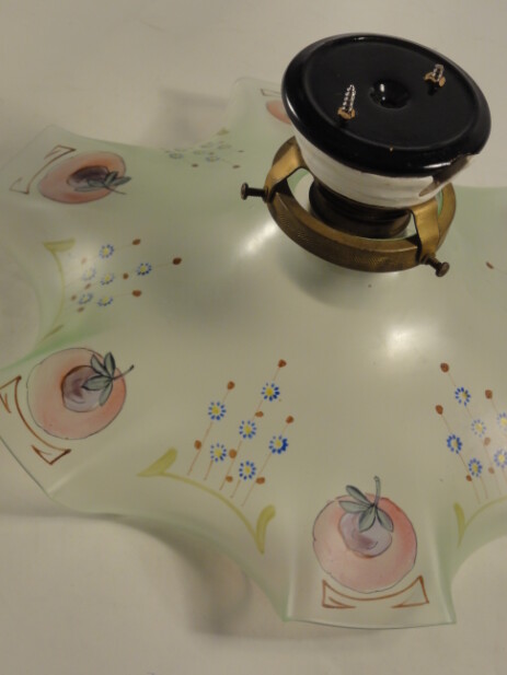 handgemaltes jugendstil deckenleuchten glas um 1900