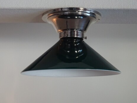 modernist 1900 ceiling lamp nickel opal glass green