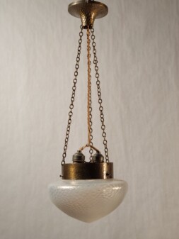 Jugendstil Hängeleuchte opaleszierendes zwiebelglas 1910