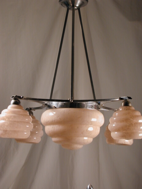 rosa art déco-lüster aus frankreich, ca 1935