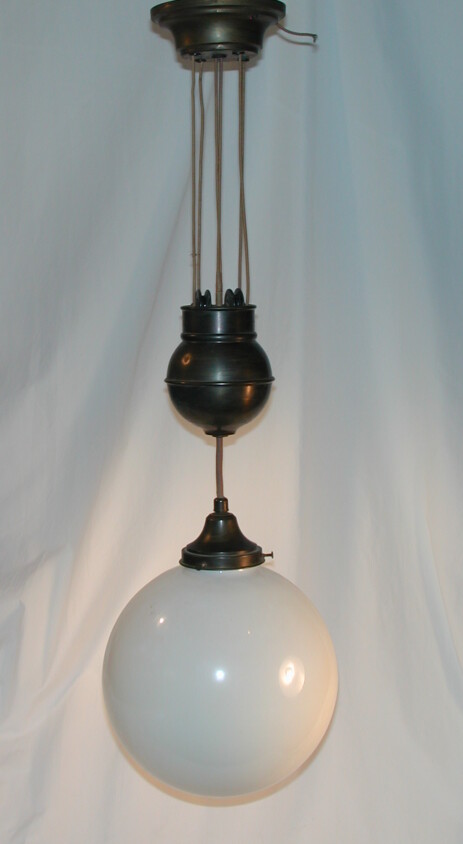 grosse auszugsleuchte mit kugelglas jugendstil um 1900