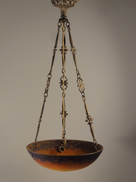 Müller Frères Lunéville orangerote deckenschale original signiert