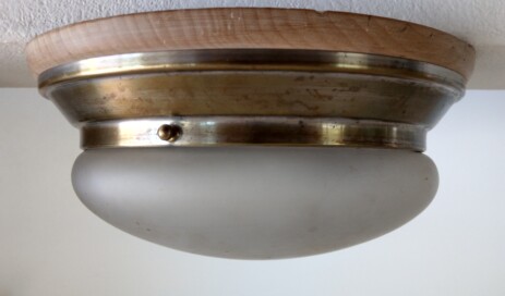 Paar matte Jugendstil Deckenclochen messing mattglas um 1920