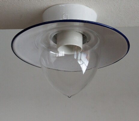 Porzellan Kellerleuchte Jugendstil Buzon Waschküchenlampe 1920