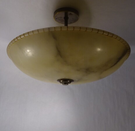 alabaster deckenleuchte mit nickelmontage um 1920