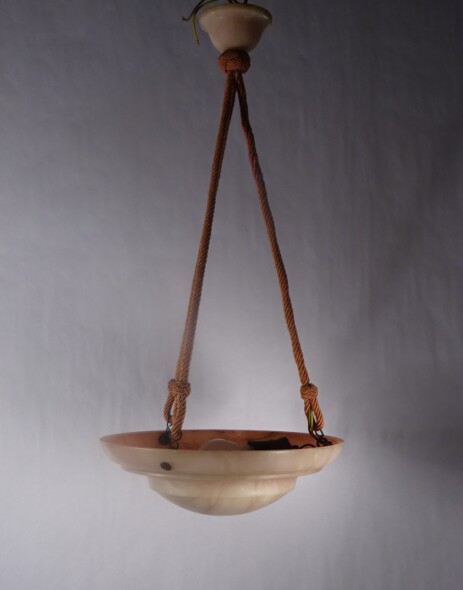 alabaster onyx marble hanging lamp original art nouveau rose 1925