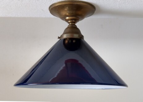 Jugendstil Opalglas Deckenleuchte kobaltblauer Kegel