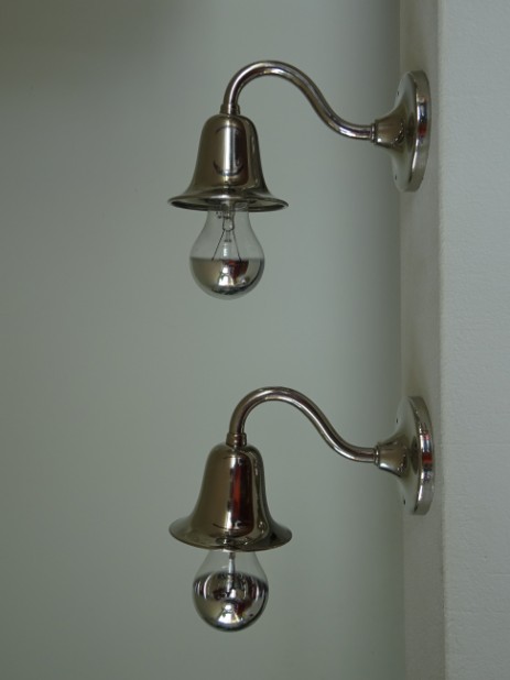 paar modernistische appliquen nickel schlicht um 1920