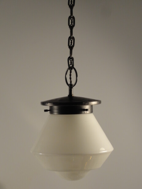 jugendstil deckenleuchte mit selten gestuftem glas um 1910