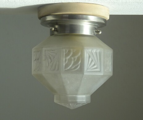 kleine art déco pâte de verre deckenleuchte 12eckig 
