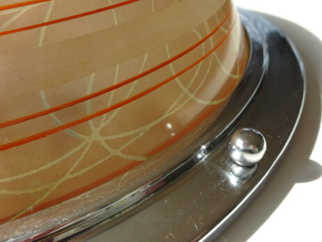 art déco blassrosa deckenkuppel glasleuchte im chromreif 36,5 x 12,5 