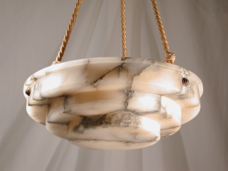 rund-gestufte art déco-alabasterschale um 1930