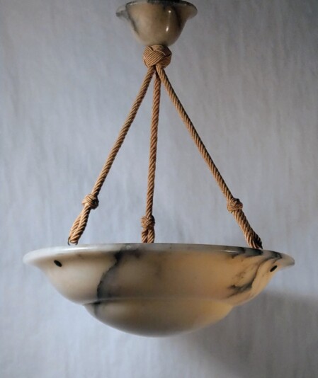 Alabasterschale zweifach gewölbt beige sand art deco 1930